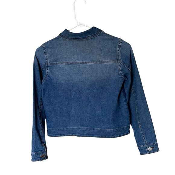 BCBG Girls Blue Denim Button Front Distressed Jacket Size Medium or 10-12 - Picture 2 of 9